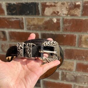 Brighton museum collection vintage 1995 black Leather Belt large 36303 1.25”